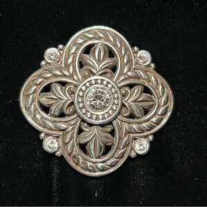 Brighton Silver Brooch with Crystal Accents